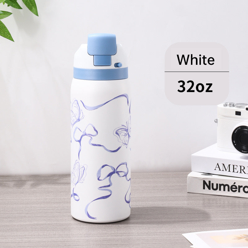 Fashionable Stainless Steel Insulated Bottle with Cartoon Patterns, Large-Capacity Jump Cup, Ideal for Outdoor Sports.