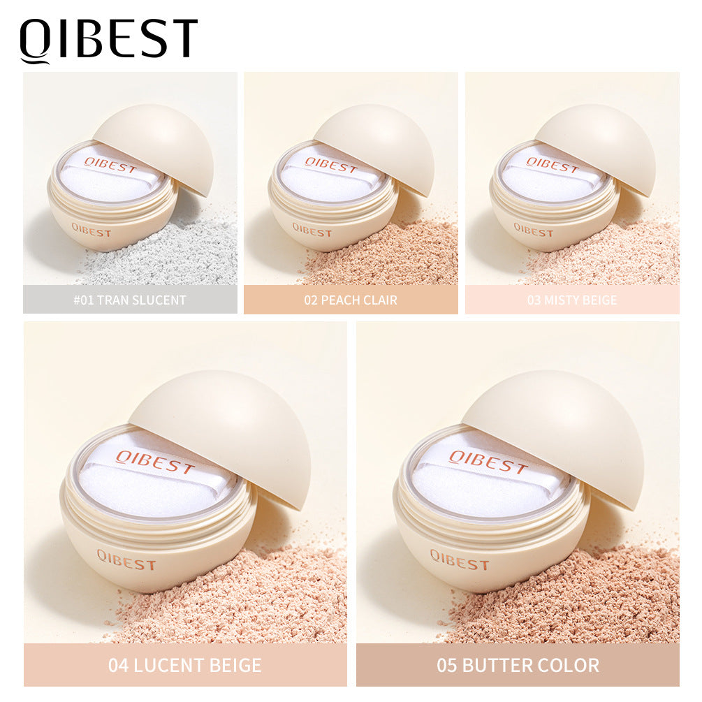 QIBEST Matte Setting Loose Powder Waterproof Natural Concealer Setting Powder Lightweight and Delicate Repairing Powder