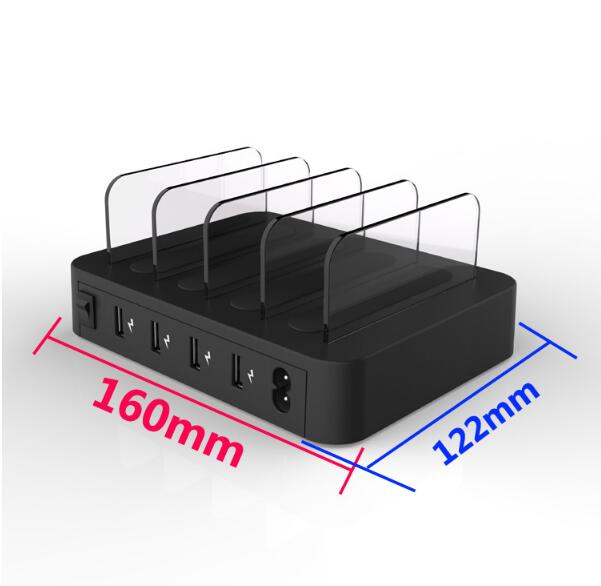 Desktop Quick Charger  4 Ports 24W USB Charger Multi-port USB Charging Station Dock