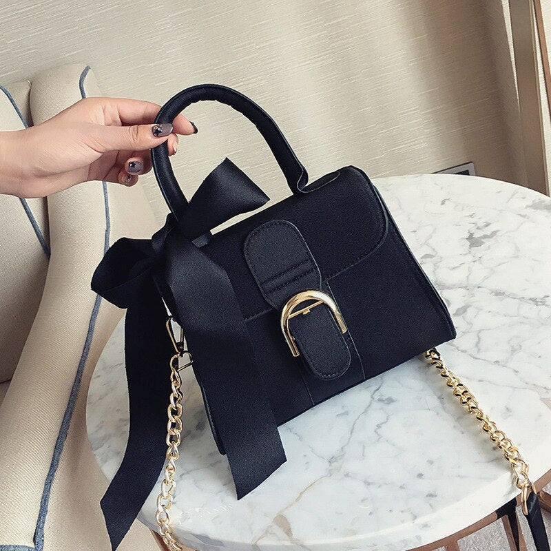 Velvet wild bow portable crossbody handbag