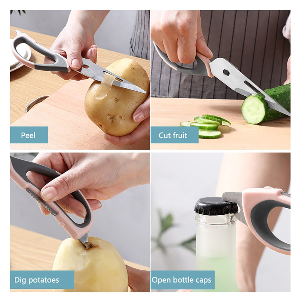 Kitchen Scissors Multifunctional Poultry Bottle Opener Bone Cutter Shear Scissors Peel Poultry Shear With Magnetic Storage Bag