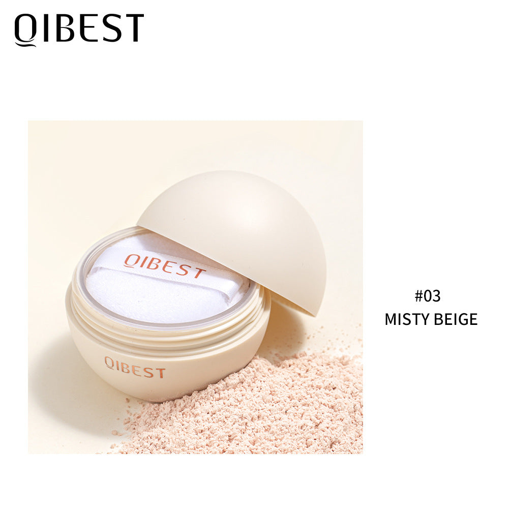 QIBEST Matte Setting Loose Powder Waterproof Natural Concealer Setting Powder Lightweight and Delicate Repairing Powder