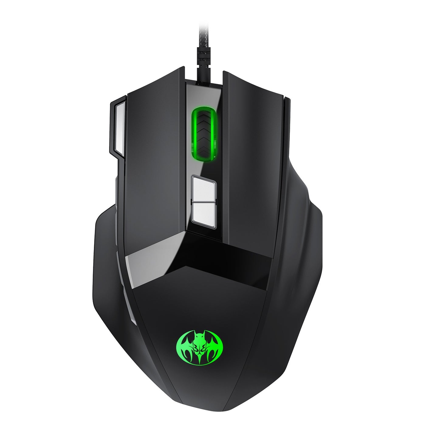 USB wired optical gaming mouse with 8 buttons illuminated breathing light firepower button