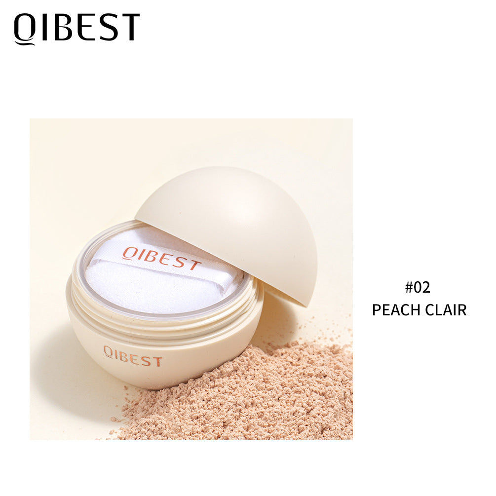 QIBEST Matte Setting Loose Powder Waterproof Natural Concealer Setting Powder Lightweight and Delicate Repairing Powder