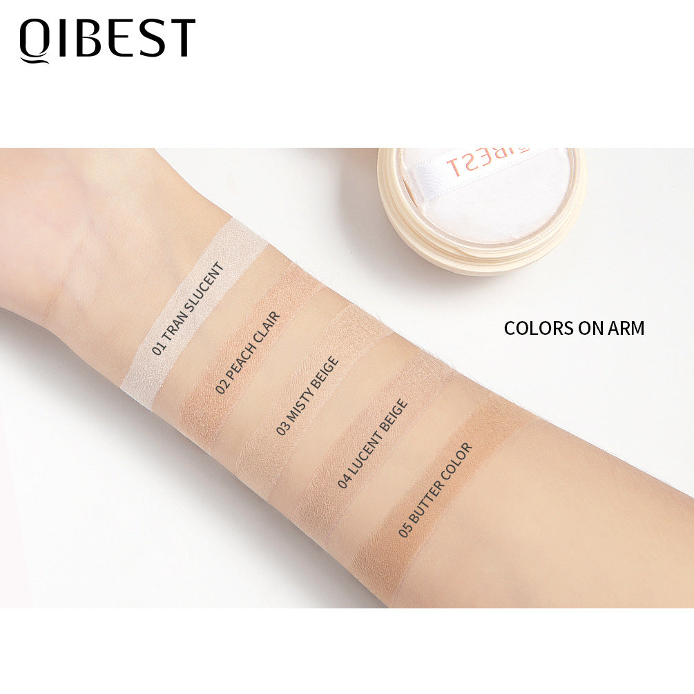 QIBEST Matte Setting Loose Powder Waterproof Natural Concealer Setting Powder Lightweight and Delicate Repairing Powder