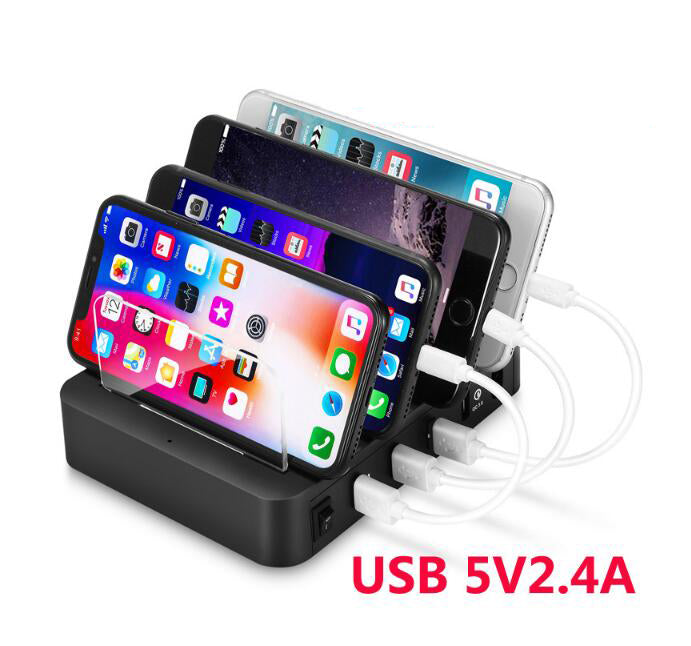 Desktop Quick Charger  4 Ports 24W USB Charger Multi-port USB Charging Station Dock