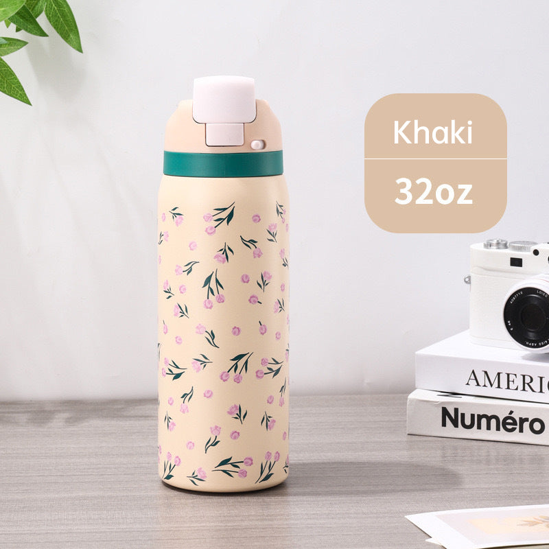 Fashionable Stainless Steel Insulated Bottle with Cartoon Patterns, Large-Capacity Jump Cup, Ideal for Outdoor Sports.